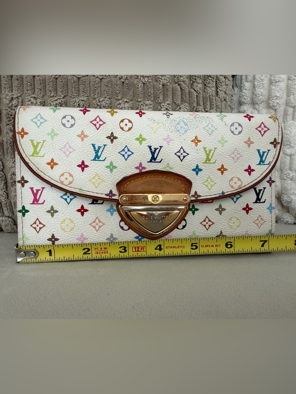Authentic Louis Vuitton White Multicolor Monogram Wallet with Gold Hardware - Picture 2 of 15